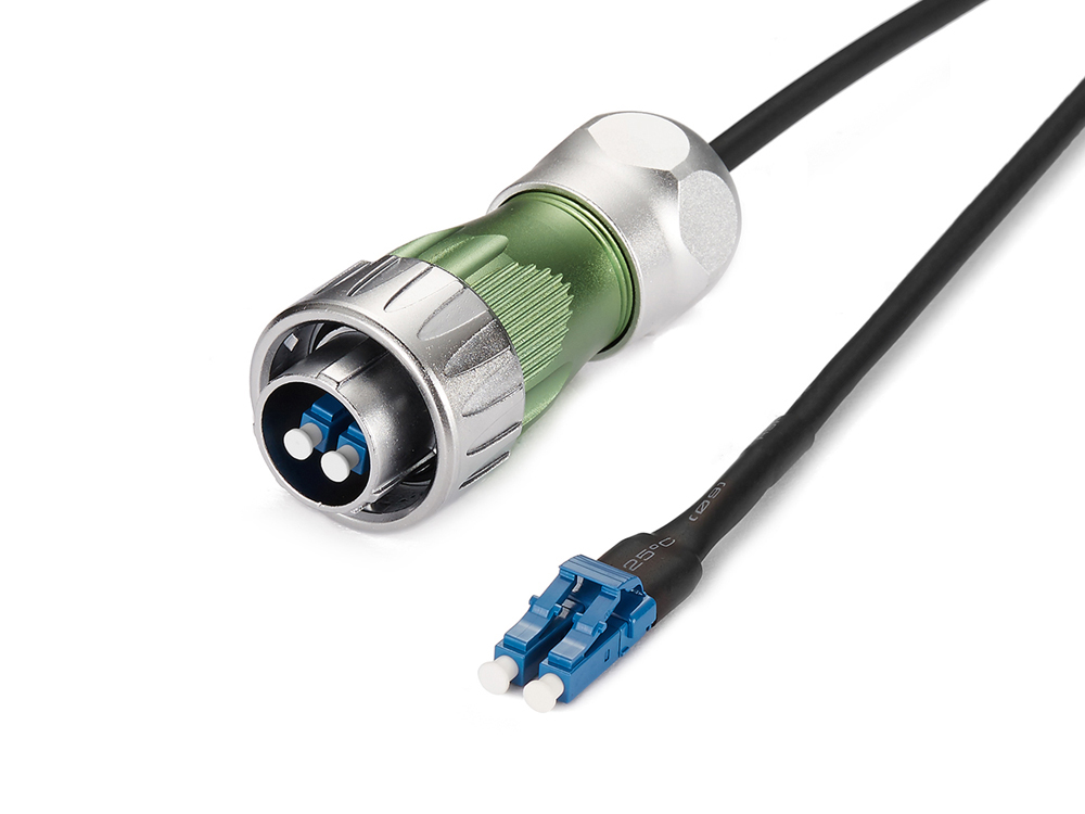 Industrial Connector S3 - Fibre Optic cable, Plug LC with cable gland to Plug LC, metal, M24, bayonet, IP65/67, 3m, Good Connections®