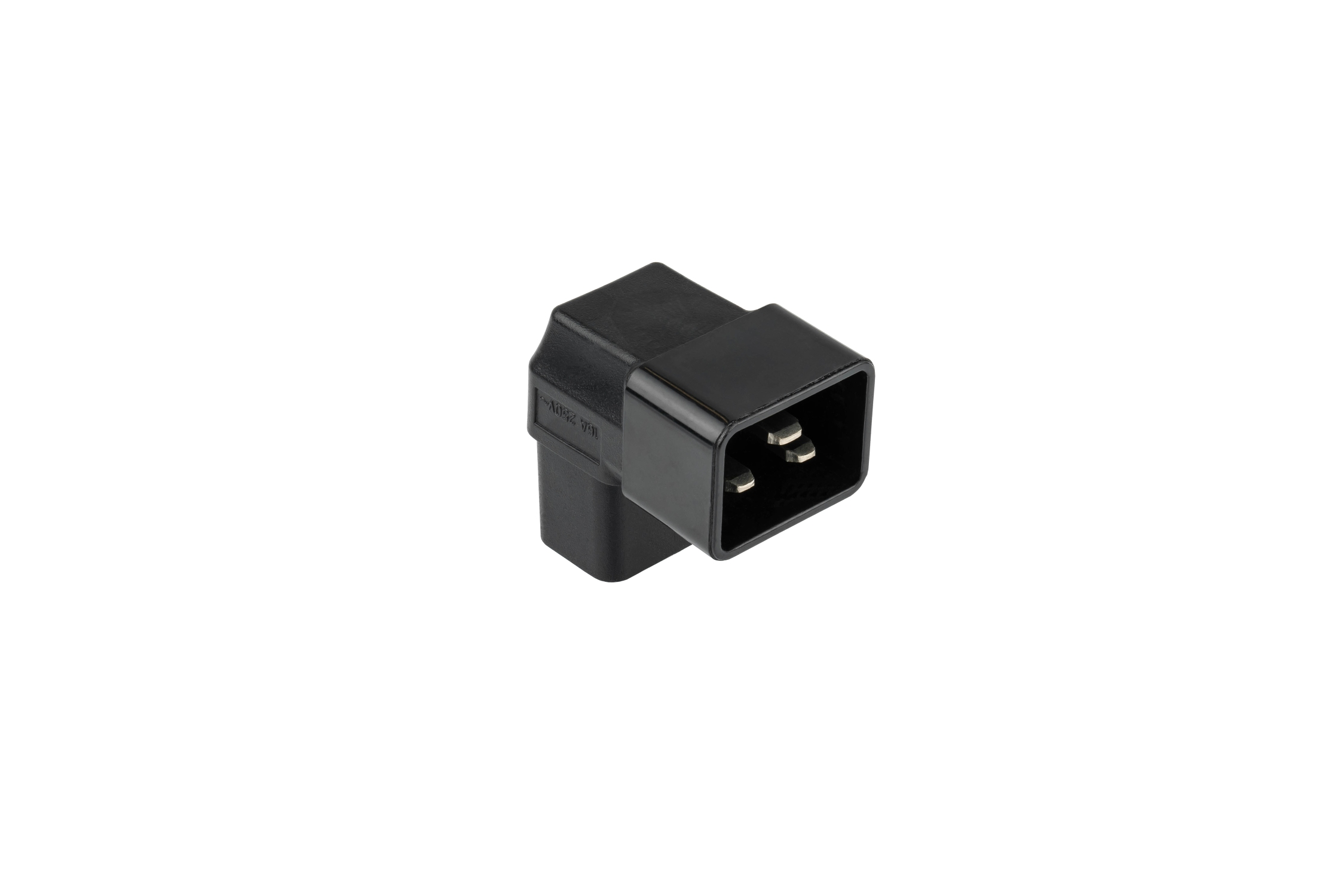 kabelmeister® Power adapter IEC plug C20 to IEC socket C19, angled top/bottom, black