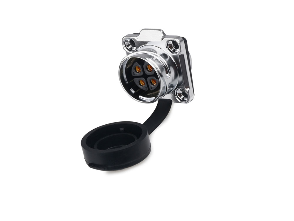 Industrie-Steckverbinder S3 - Power (4-Pin) Durchführungskupplung mit Flansch, Lötanschluss, Metall, M20, Bajonett, IP65/67, Good Connections®