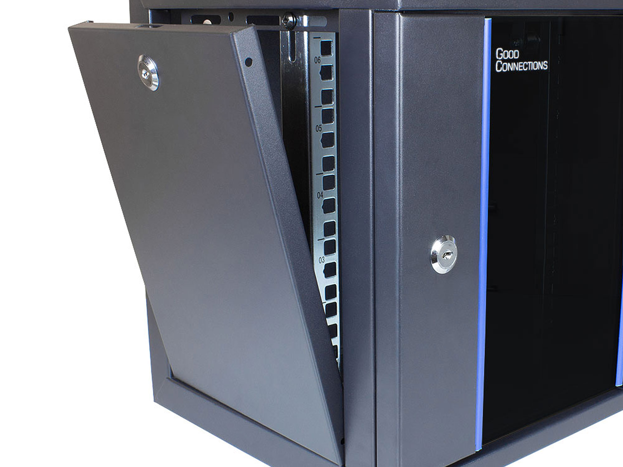 10" Wall mount cabinet, 12U, deep black (RAL9005), 312 x 300mm, fully assembled, Good Connections®