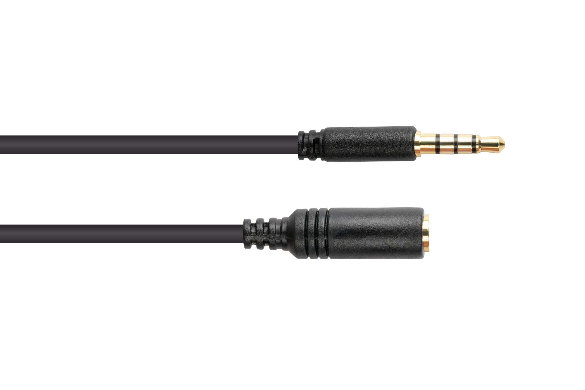 Jack plug extension (4-pin), gold-plated contacts, CU, black, 5m, Good Connections®