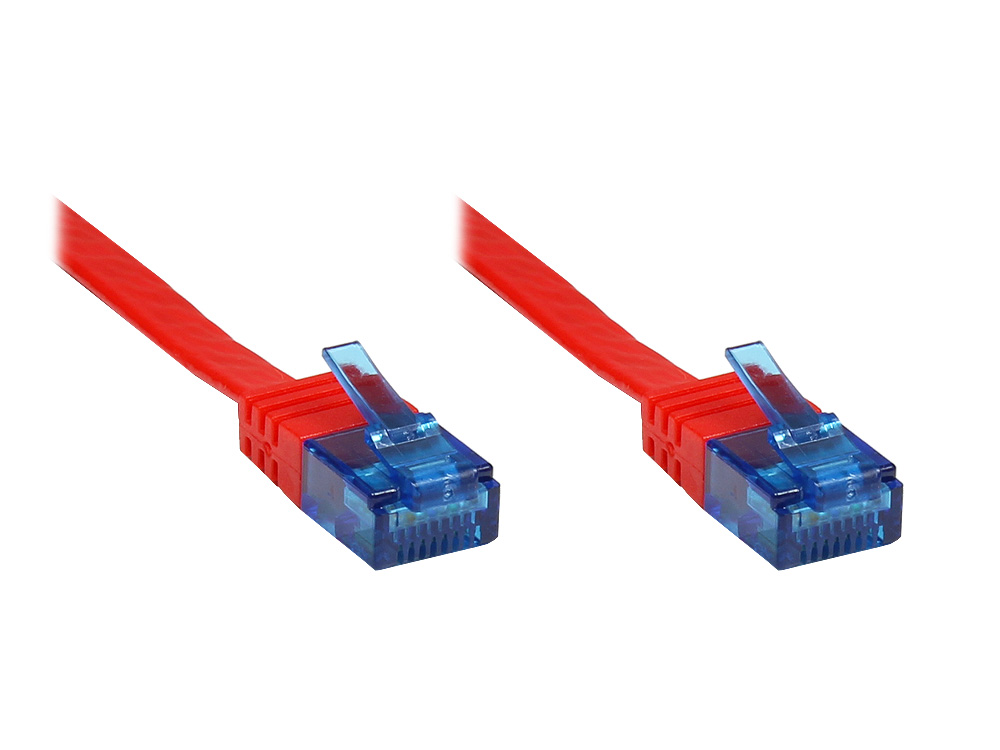 Patchkabel, Cat. 6a, U/UTP, FLACHKABEL, 500 MHz, rot, 5m, Good Connections®