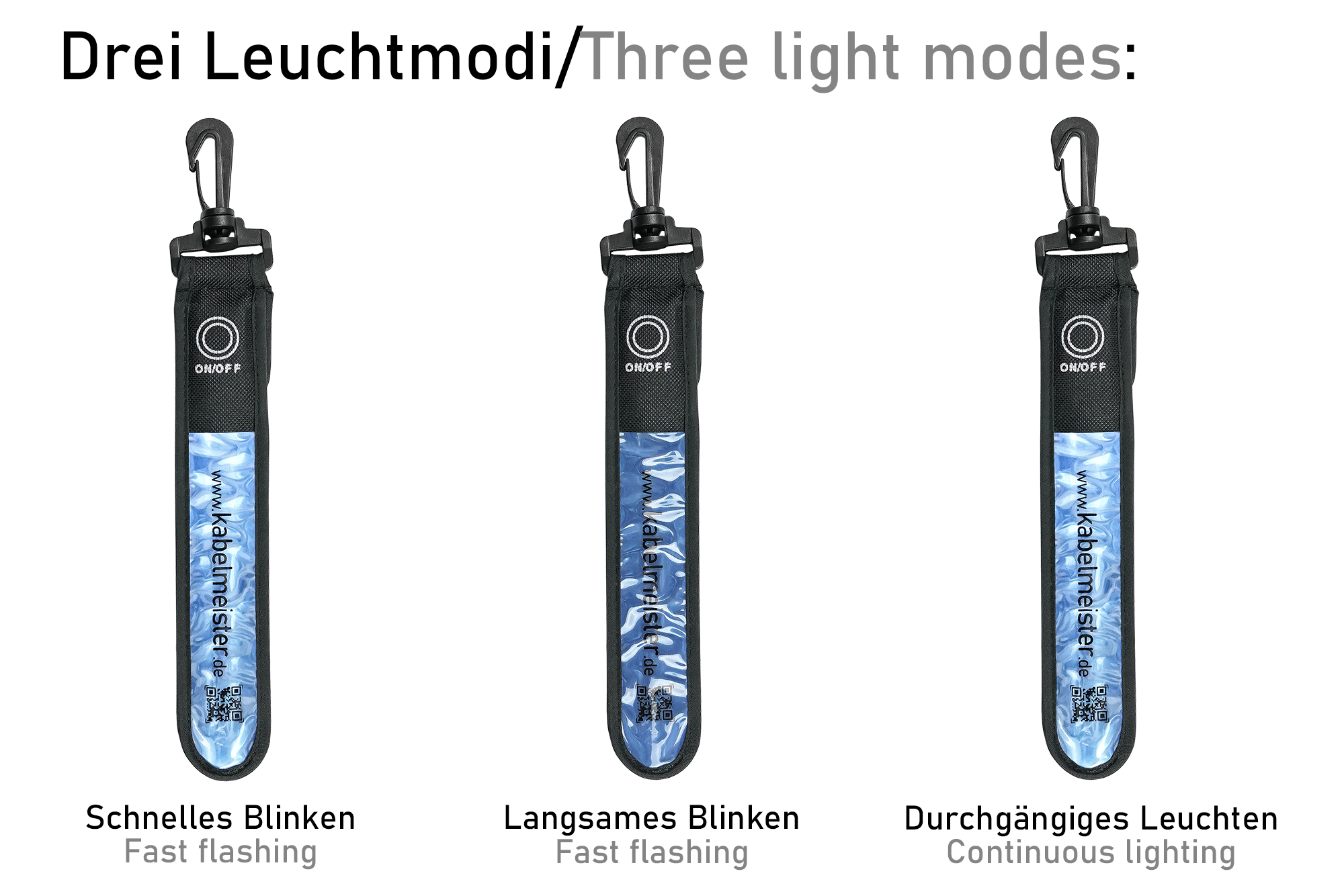 LED Leuchtband mit Befestigungshaken, blau