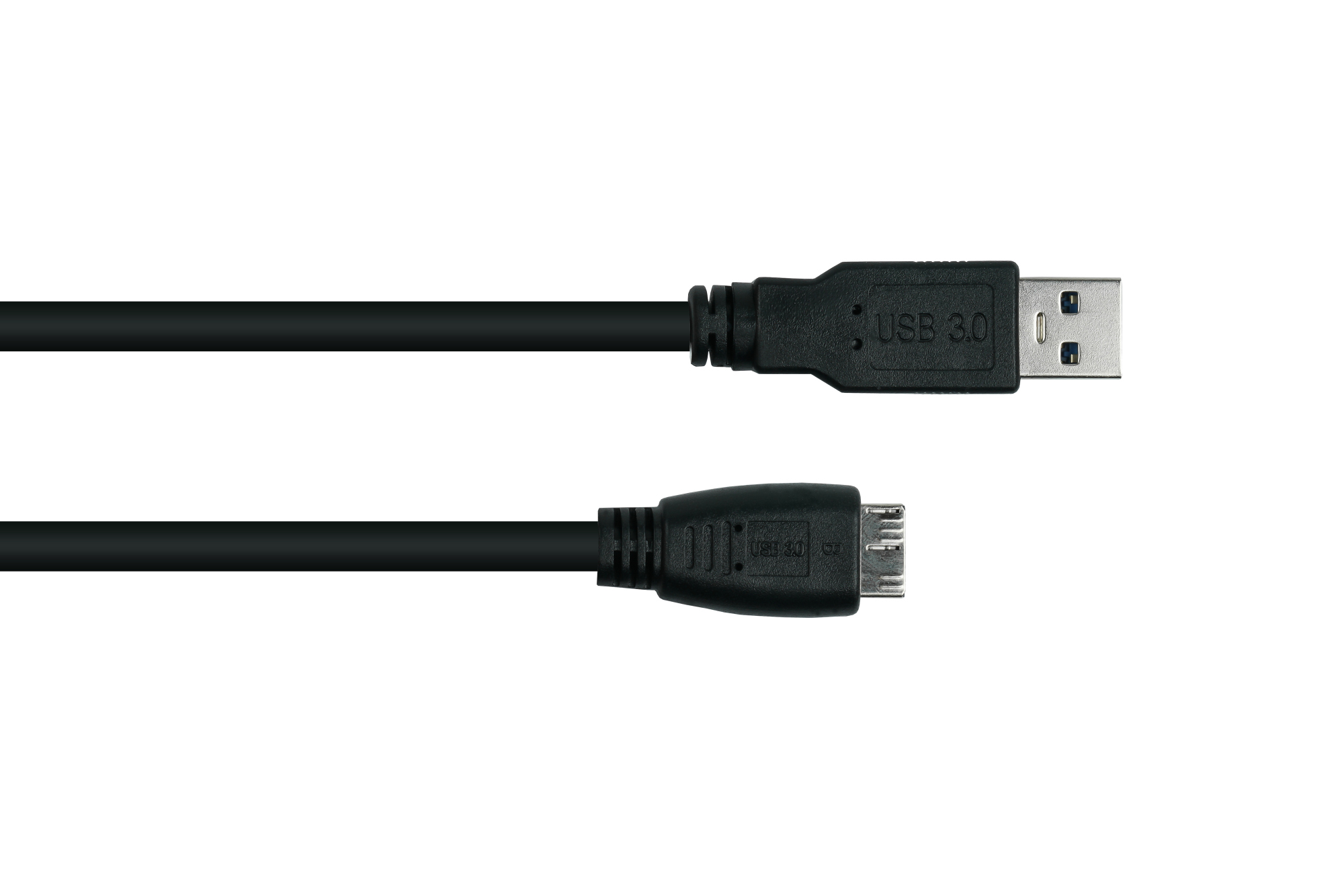 kabelmeister® Anschlusskabel USB 3.0 Stecker A an Stecker Micro B, Premium, DATA AWG28 / Power AWG24, UL, KUPFER, schwarz, 1,8m