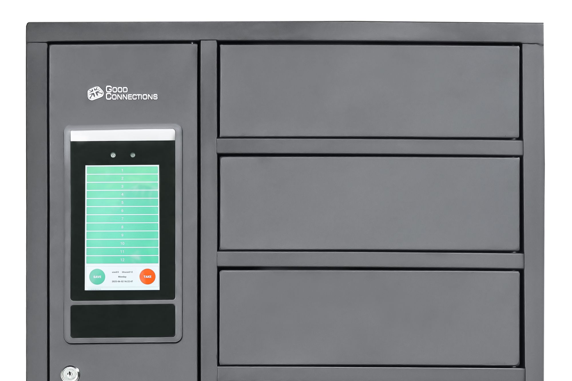 Good Connections® Charging station / charging cabinet with 12 lockers, 65W USB-C™ + 15W USB-A ports