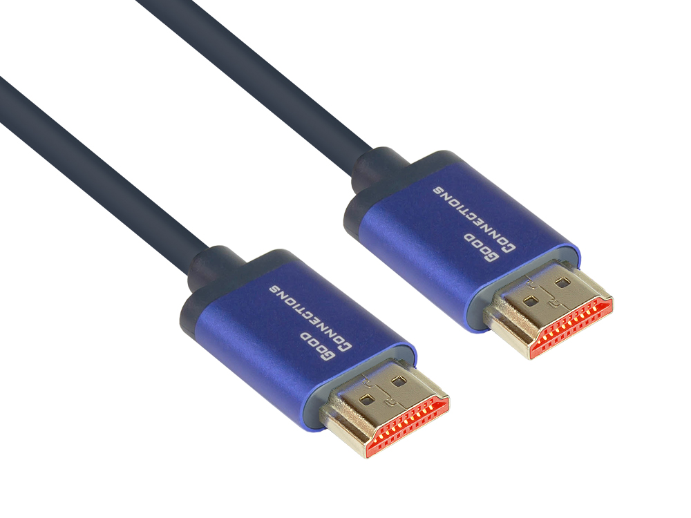 Ultra-High-Speed HDMI® 2.1 SmartFLEX cable, 8K UHD-2 / 4K UHD, aluminum housing, CU, dark blue, 0,5m, Good Connections®