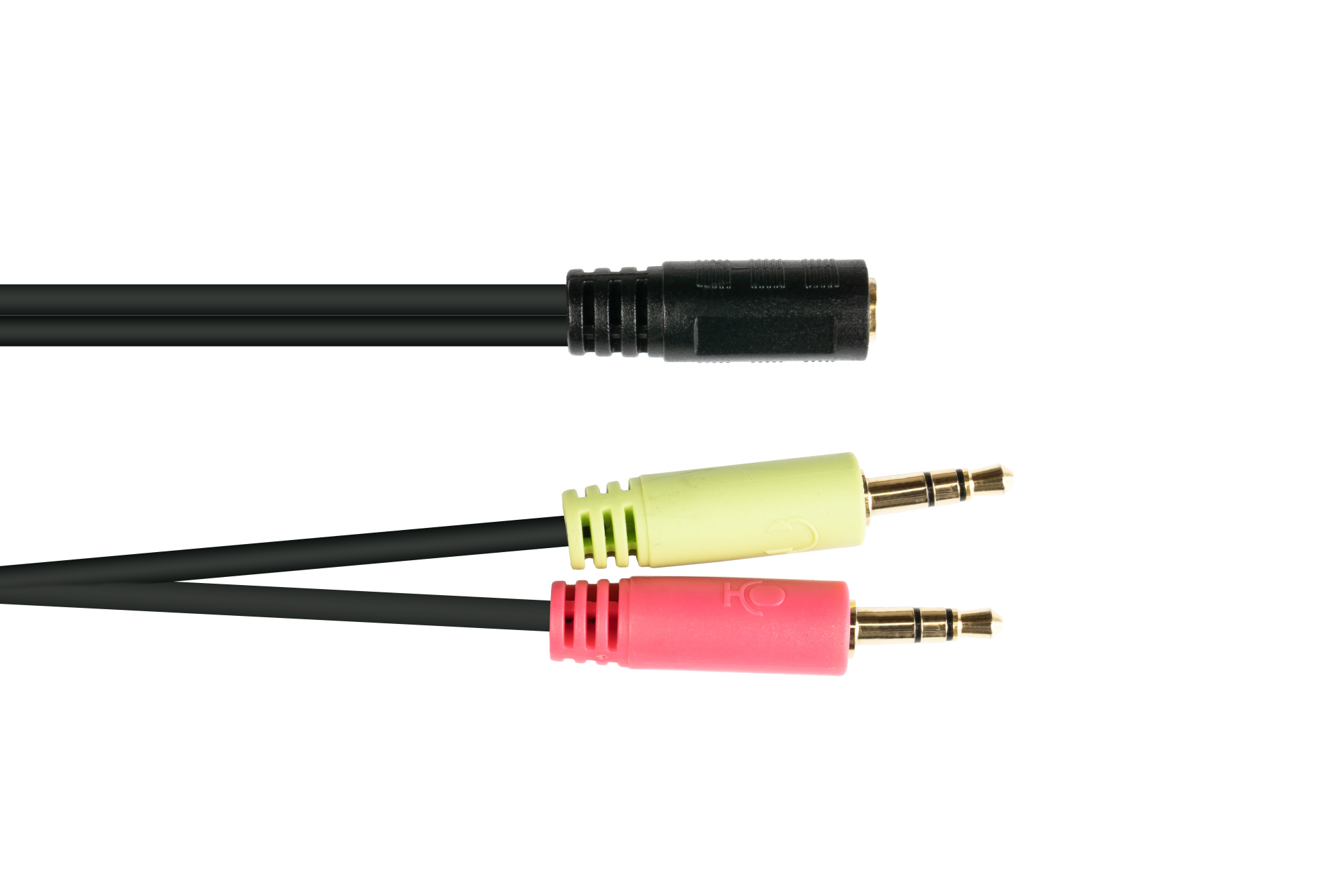 Headsetadapter, 2x 3-poliger 3,5mm Klinkenstecker an 4-polige 3,5mm Klinkenbuchse, OMTP Pin-Belegung, schwarz, 0,2m, Good Connections®