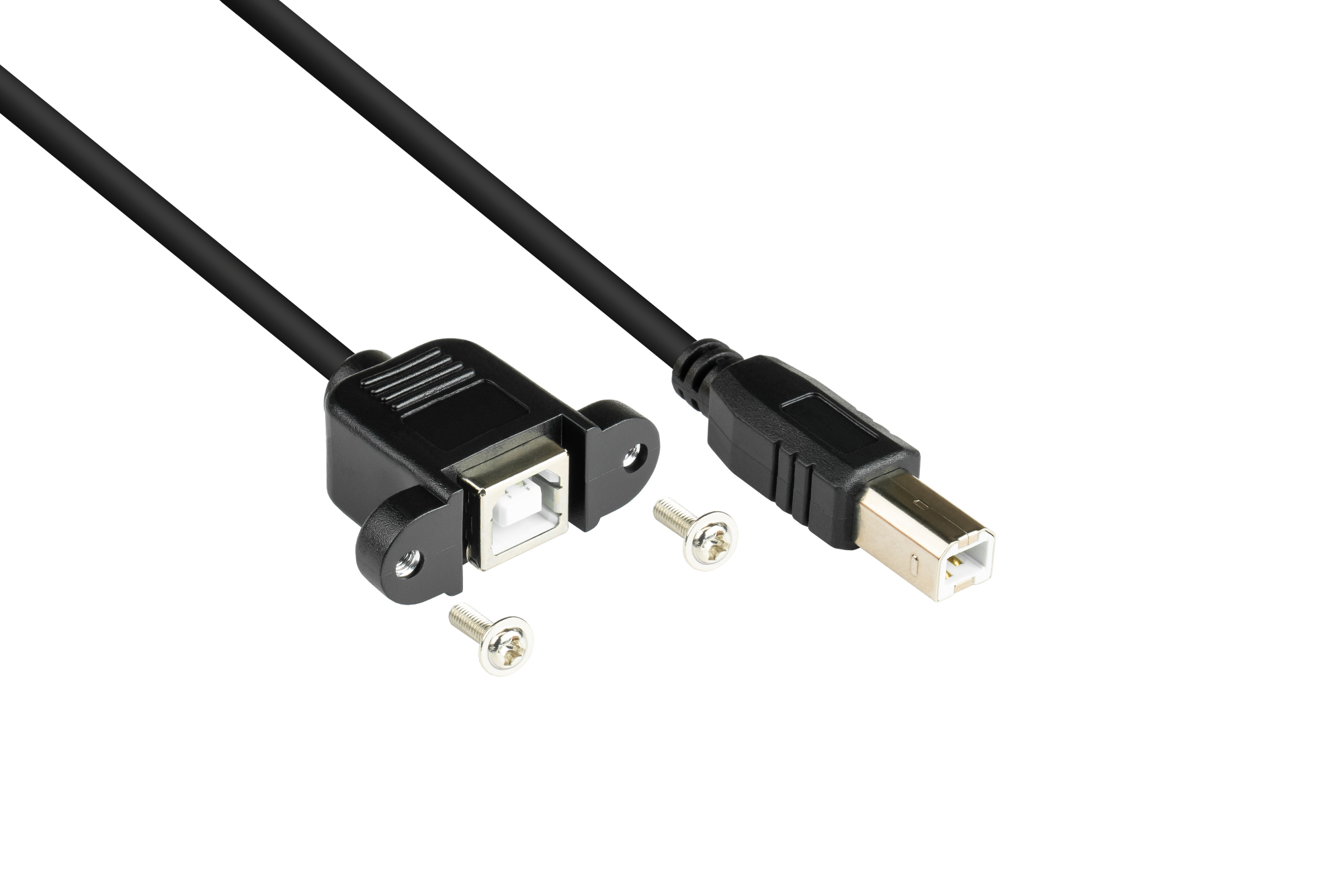 Extension USB 2.0 plug B to Einbaubuchse B, CU, black, 1,8m, Good Connections®