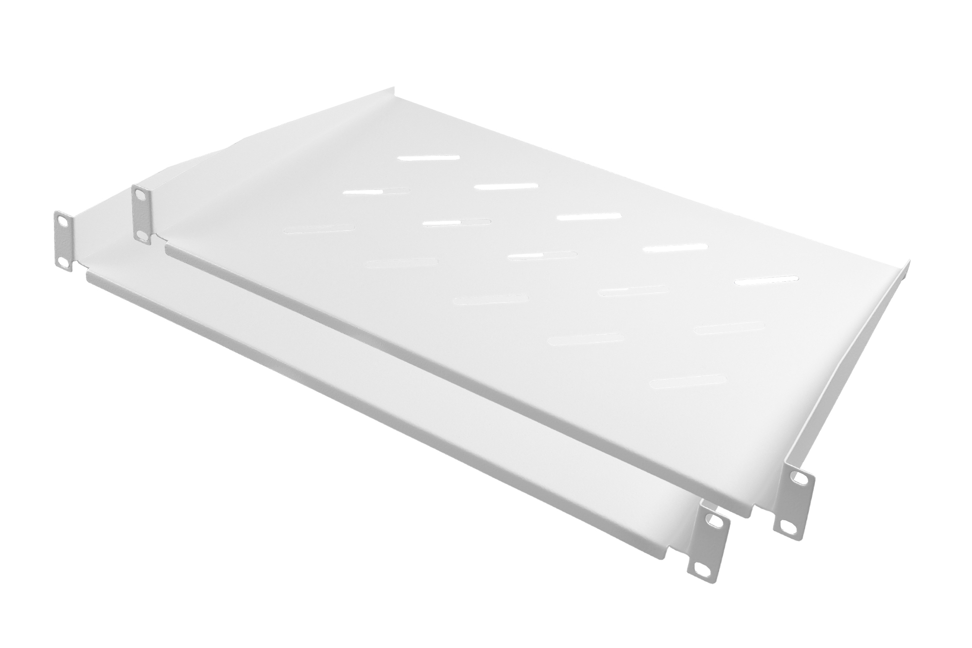 19" Shelf, front mounting, installation depth 300 mm, set of 2, pure white (RAL9010), Good Connections®