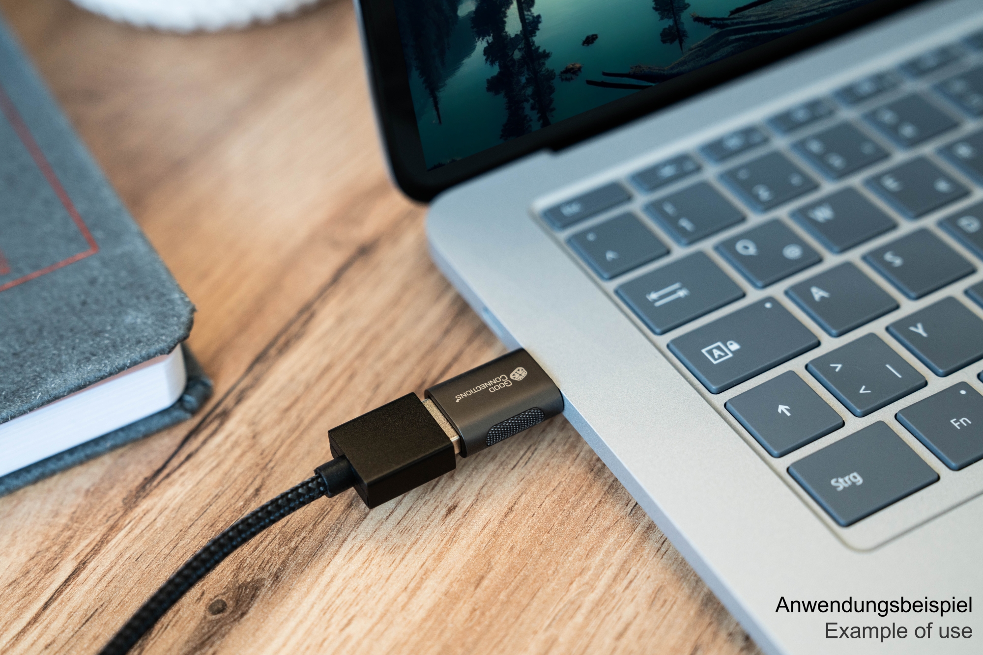 Adapter USB 3.2 Gen.1 / USB 3.0 plug C™ to USB-A socket, galvanized metal housing, anthracite, Good Connections®