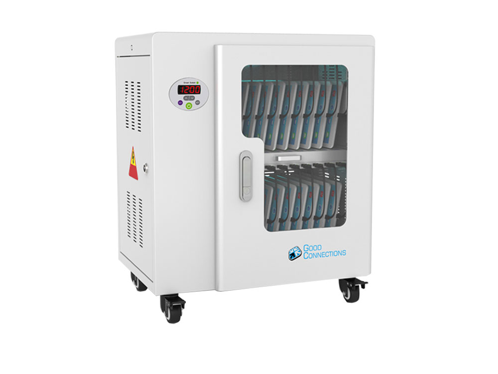 Tablet charging cart for up to 20 devices, UV-C disinfection, Smart Control, grey, Good Connections®