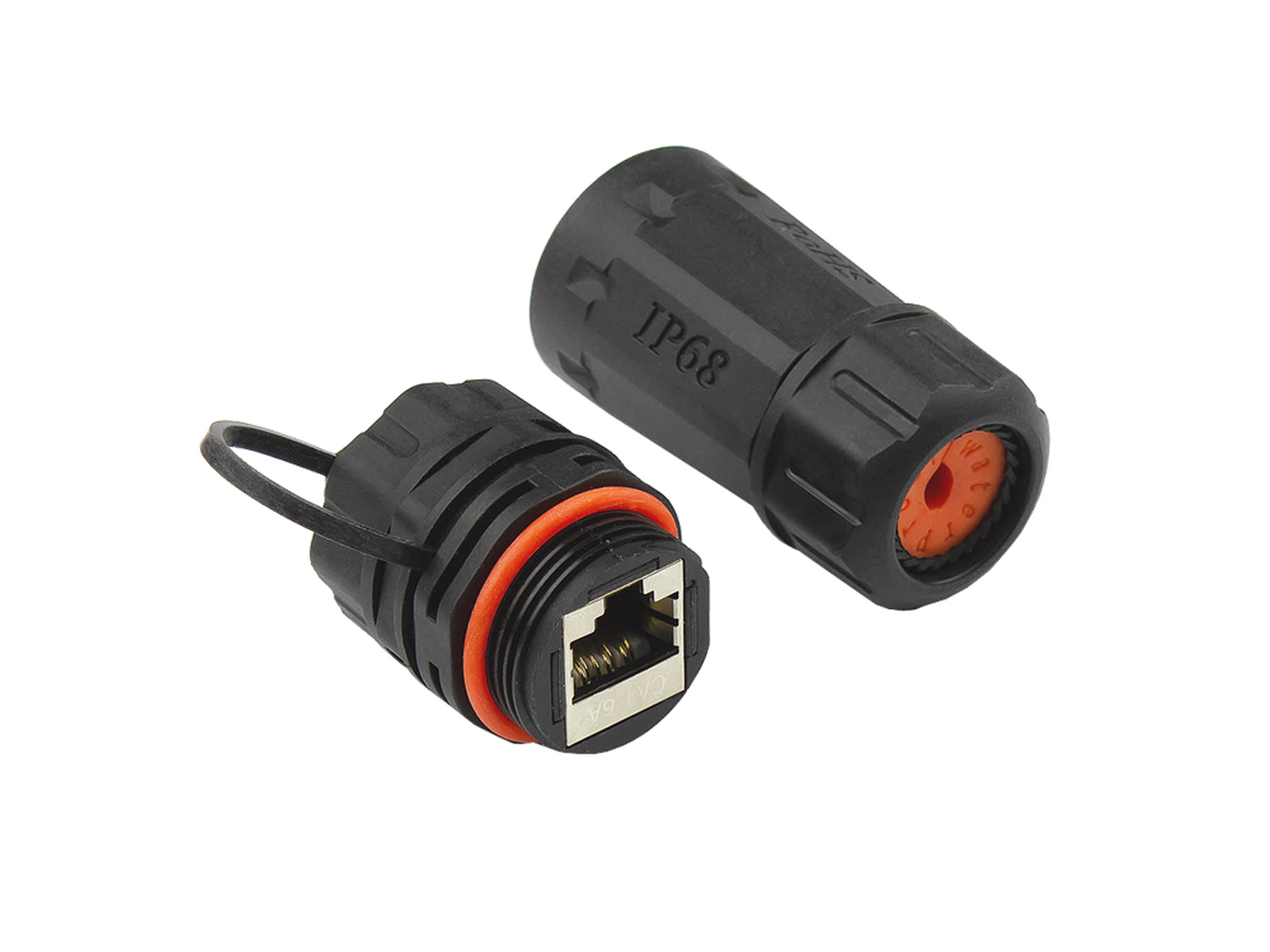 Patch cord connector, outdoor (IP68), Cat. 6A, RJ45, fully shielded, black, Good Connections®
