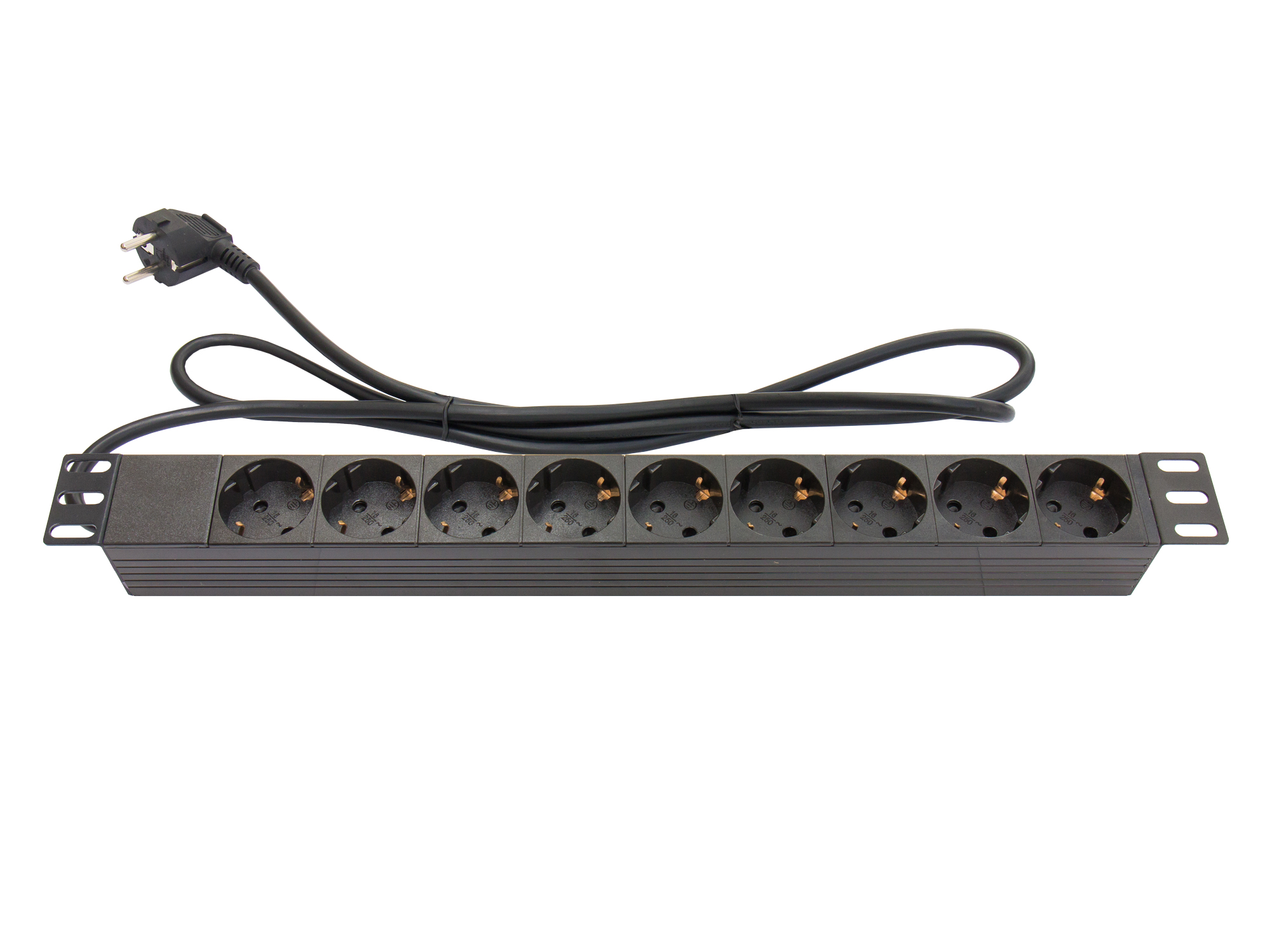 Steckdosenleiste 19", 1HE, Schutzkontakt-Stecker an 9x Schut