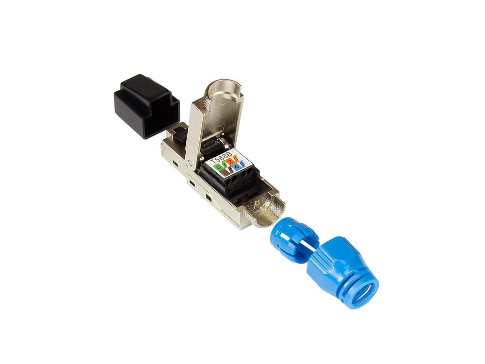 RJ45 plug Cat. 8.1, toolless / field attachable, STP shielded, metal, Good Connections®