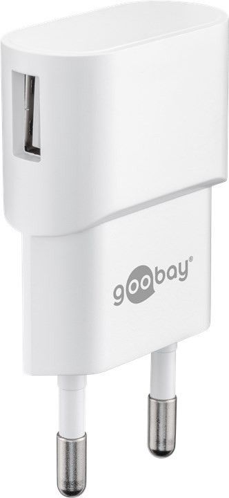 USB-Ladegerät, 1 Port, 1A, inkl. Type-C™ Kabel an USB A Stecker, weiß , 1m