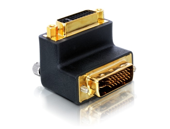 Adapter DVI 24+5 Buchse an DVI 24+5 Stecker, nach oben gewinkelt