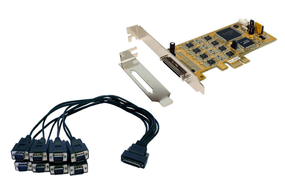 8S Seriell RS-232/422/485 PCIe Karte, inkl. LP Bügel und Octopus Kabel, Treiber für Linux/SCO-Unix (SystemBase), Exsys® [EX-45368]