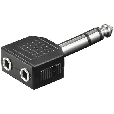 Audio Y-Adapter 6,3mm  Stereo Stecker / 2 x 3,5mm Stereo Buchse