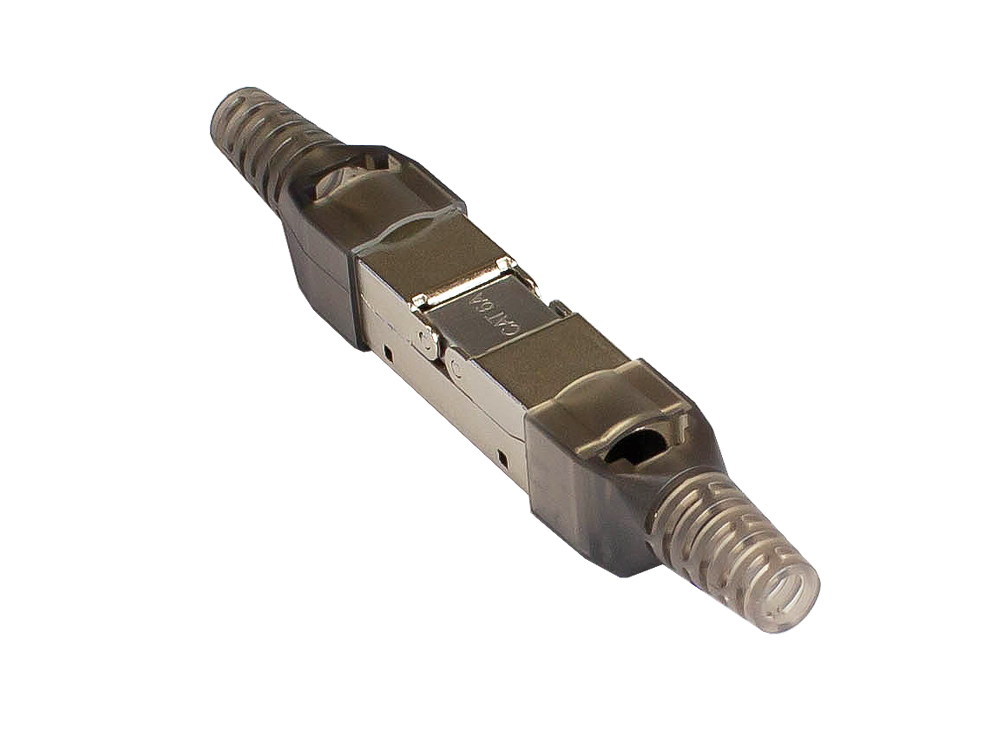 Cable connector Cat. 6A, tool-free / field assembly, LSA, STP shielded, metal, Good Connections®