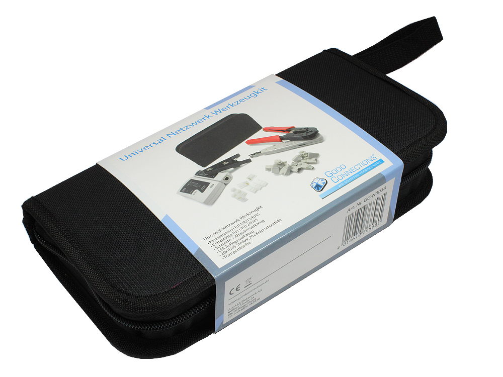 Universal network tool kit 6 in 1, incl. 20x RJ45 plug/-strain relief boots, Good Connections®