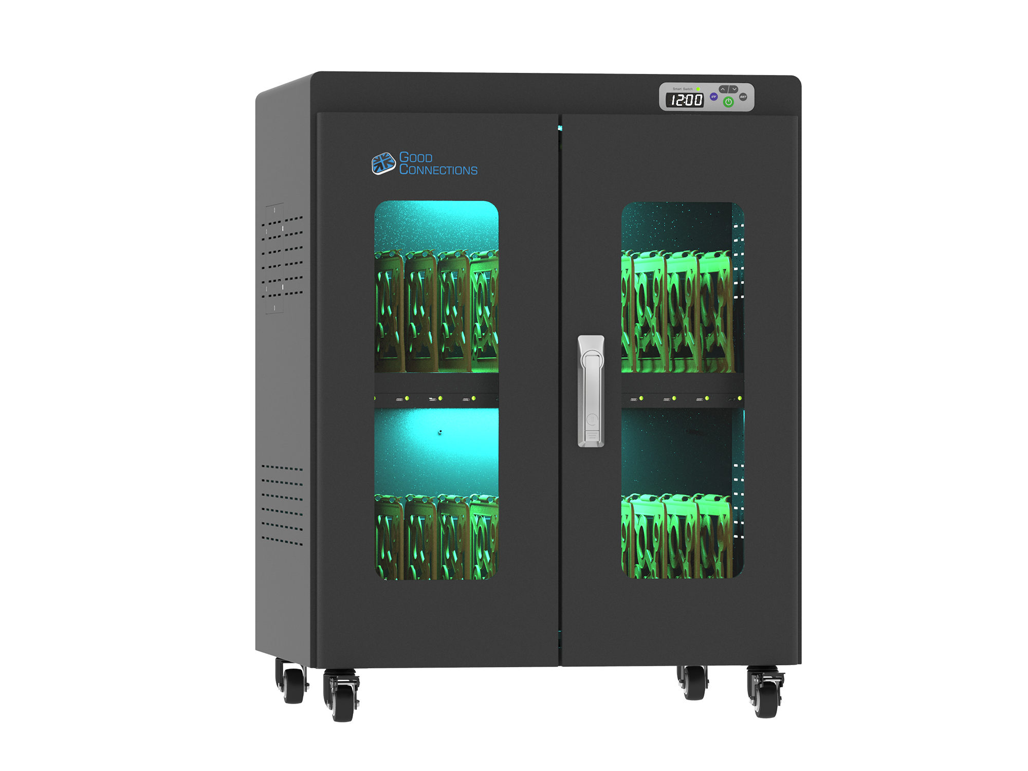Good Connections® ANTARES N24C notebook charging cart up to 15,6", USB-C™ version, 65W per port, UV-C disinfection, power-on delay, black