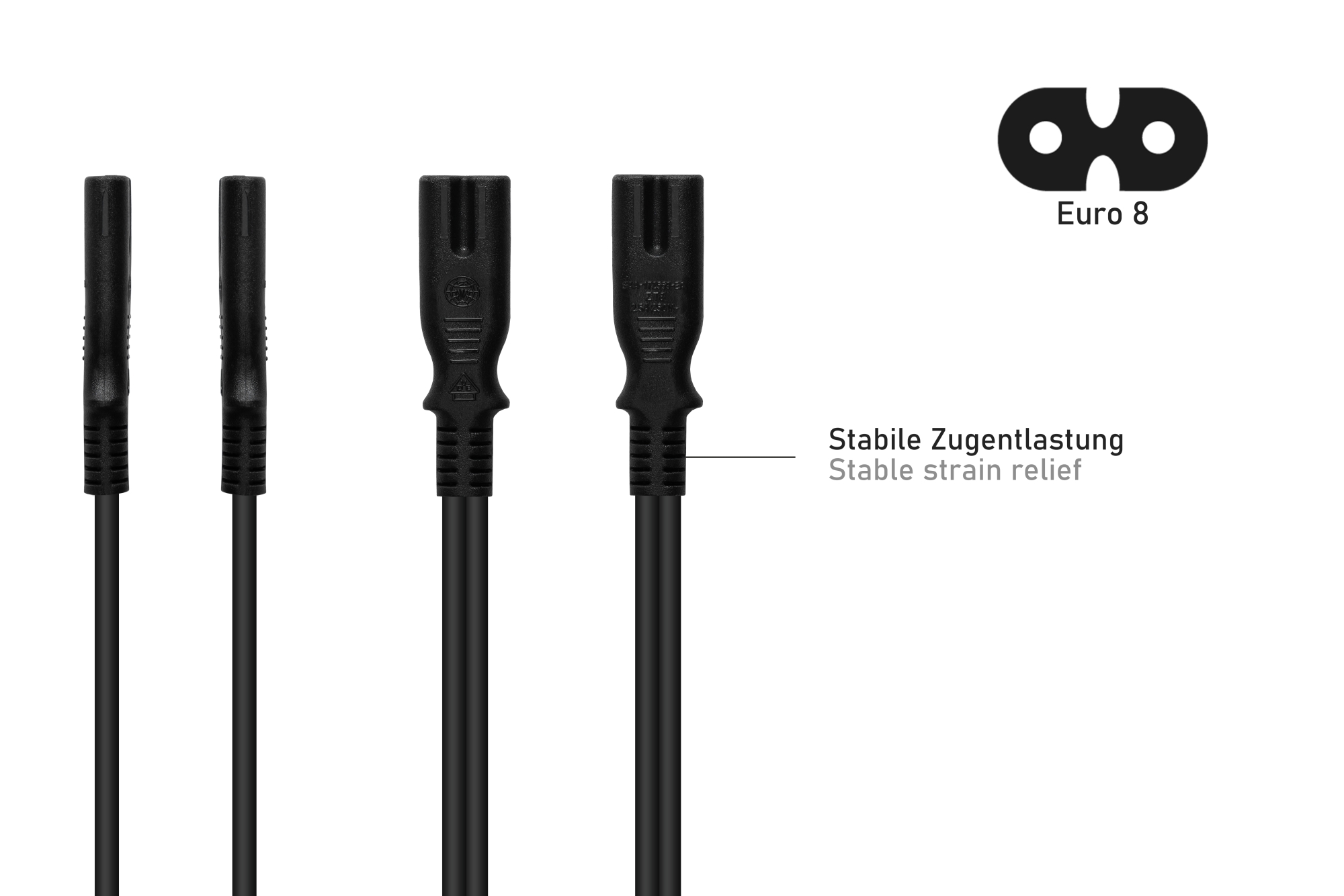 kabelmeister® Netzkabel Amerika/USA Typ A (NEMA 1-15P) an C7/Euro 8 Buchse (gerade), UL, schwarz, AWG18, 3 m