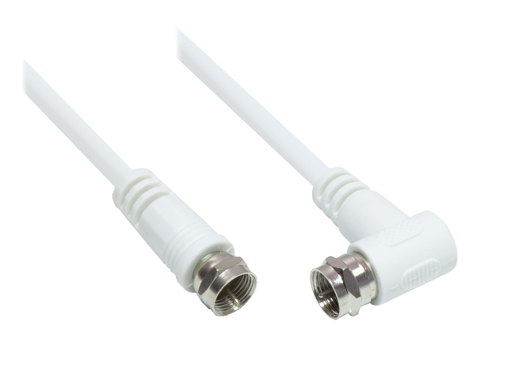 Antennenkabel, F-Stecker an F-Stecker, einseitig abgewinkelt, weiß, 5m, Good Connections®