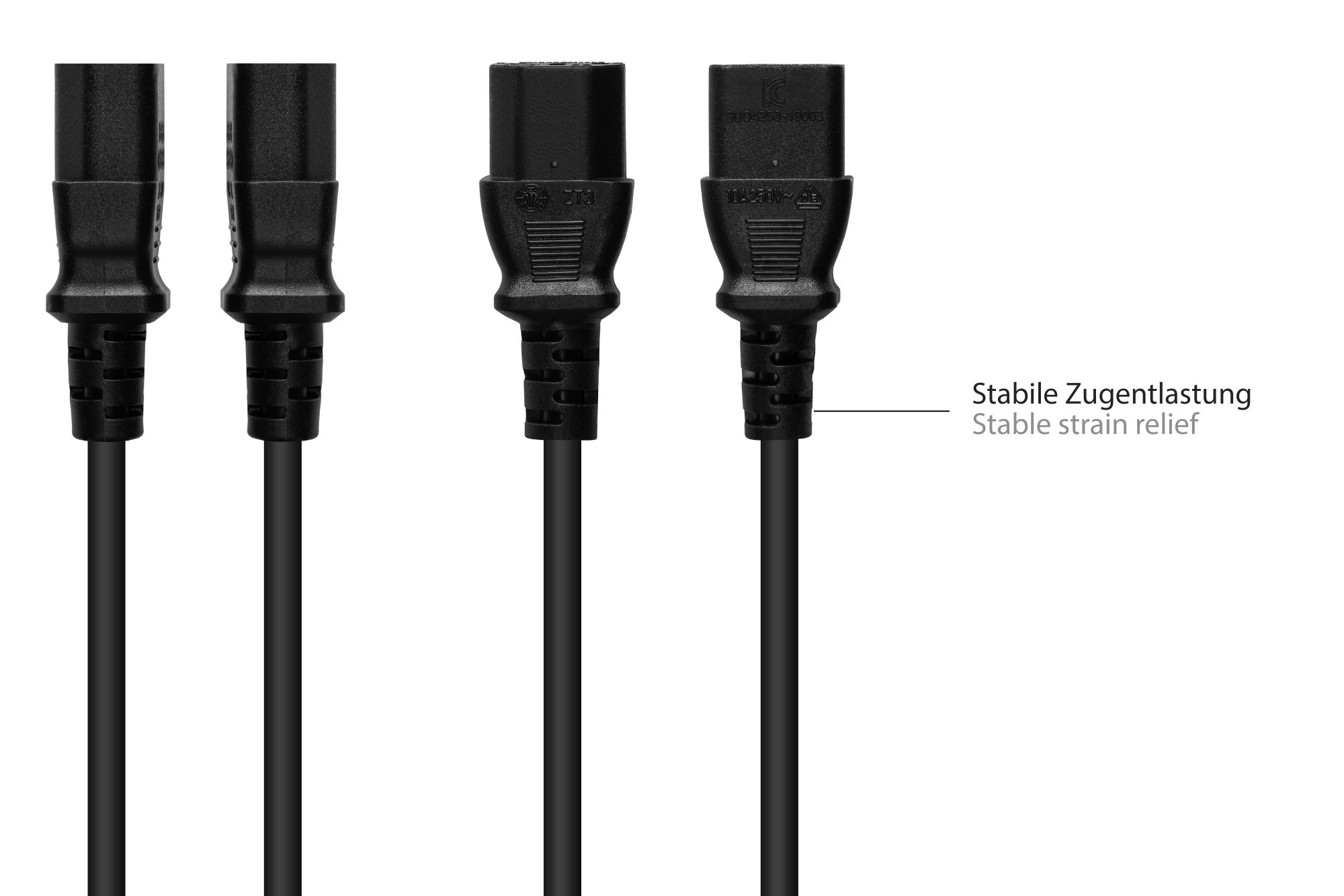 Netzkabel Schutzkontakt-Stecker Typ E+F (CEE 7/7, gewinkelt) an C13 (gerade), schwarz, 1,50 mm², 10 m, Good Connections®