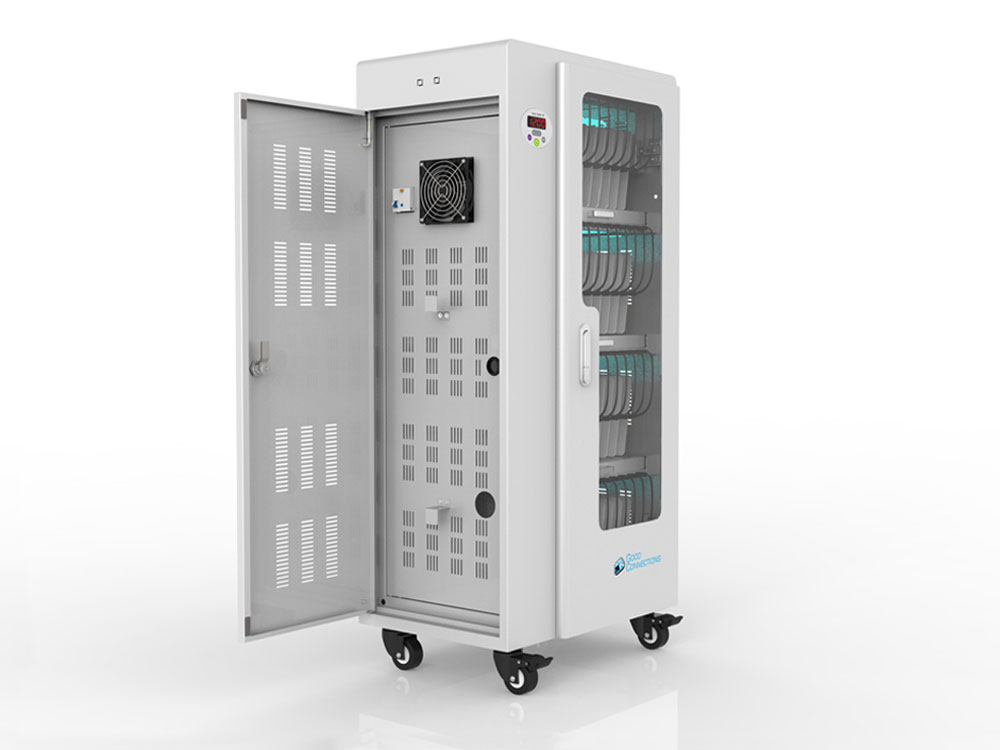 Tablet charging cart for up to 40 devices, UV-C disinfection, Smart Control, grey, Good Connections®