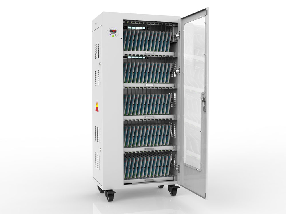 Tablet charging cart for up to 65 devices, UV-C disinfection, Smart Control, grey, Good Connections®