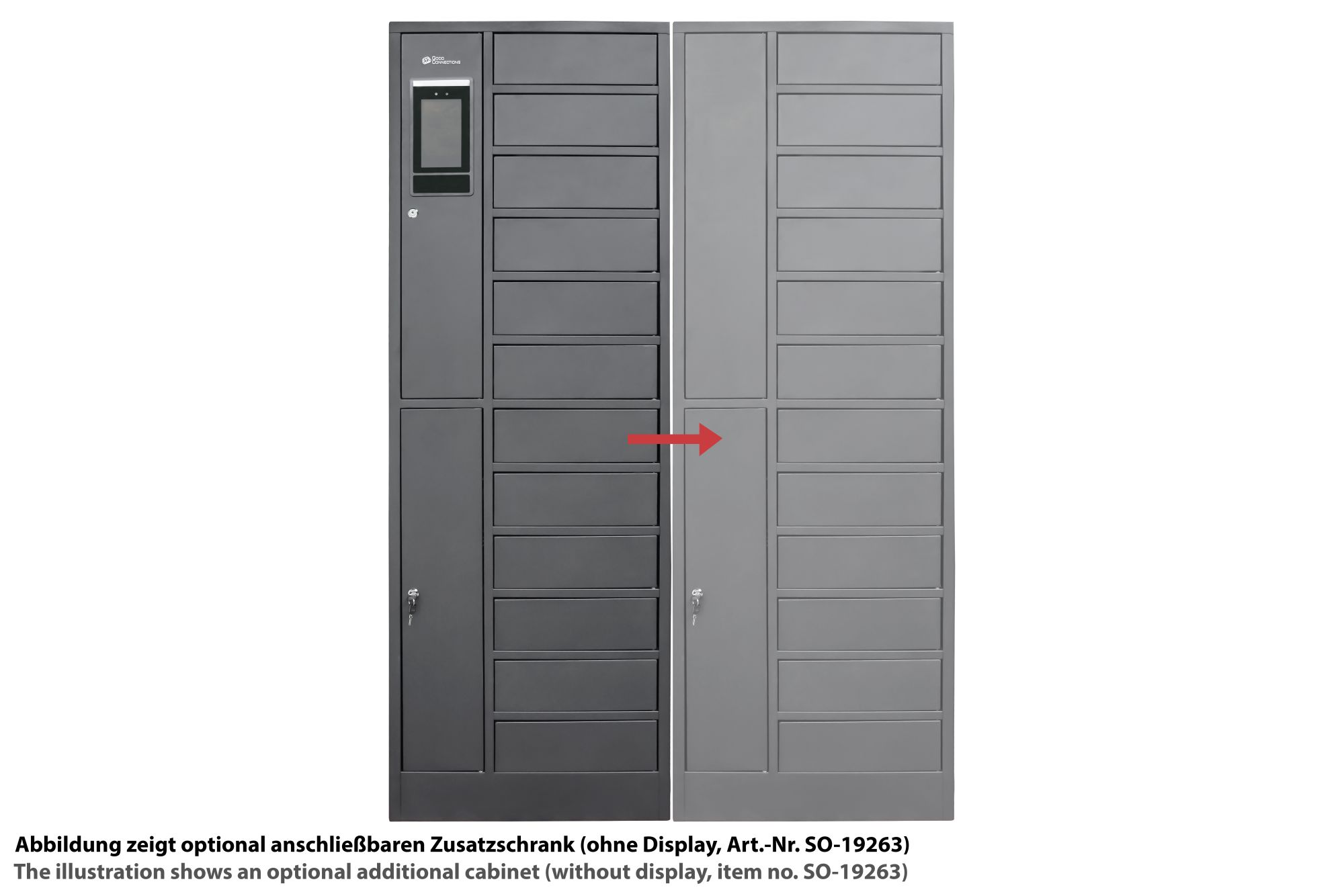 Good Connections® Charging station / charging cabinet with 12 lockers, 65W USB-C™ + 15W USB-A ports