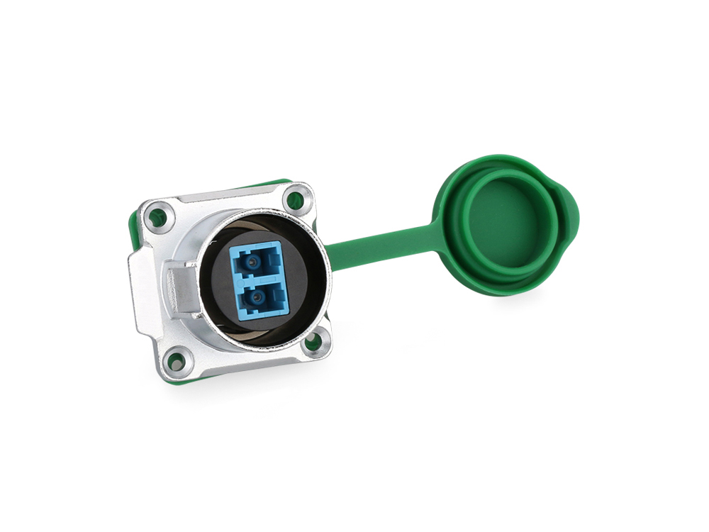 Industrie-Steckverbinder S1 - LWL Durchführungskupplung mit Flansch, Buchse LC beidseitig, 1Gpbs, Metall, M24, IP65/67, Good Connections®