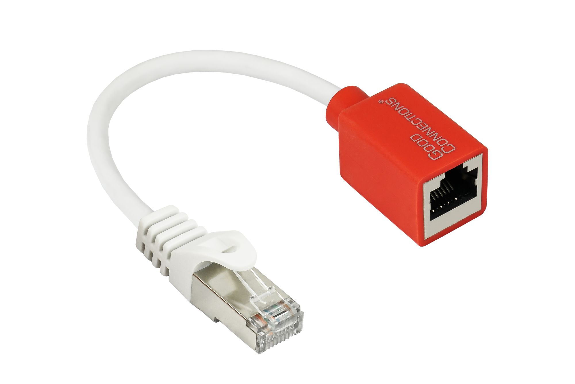 Geräteschutzadapter für RJ45-Anschlüsse (Break-Away-Adapter), weiß, 20cm, Good Connections®