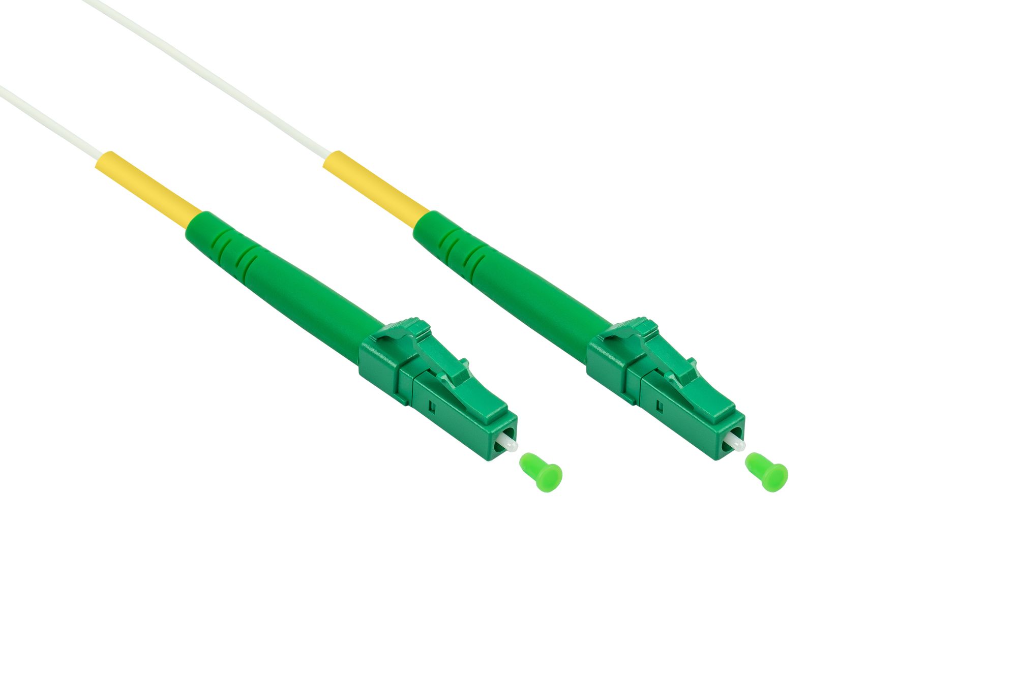 kabelmeister® LWL-Patchkabel OS2 Simplex, stahlarmiert, LC/APC - LC/APC, G.657.B3, 2,0mm, LSZH, weiß, 50m