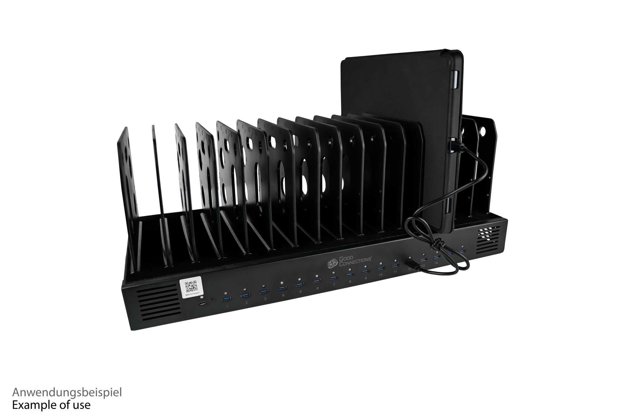 USB desktop fast charging station 1000W, 16 ports (16x USB-C™), PD 3.0, PPS, QC 5, black, Good Connections®