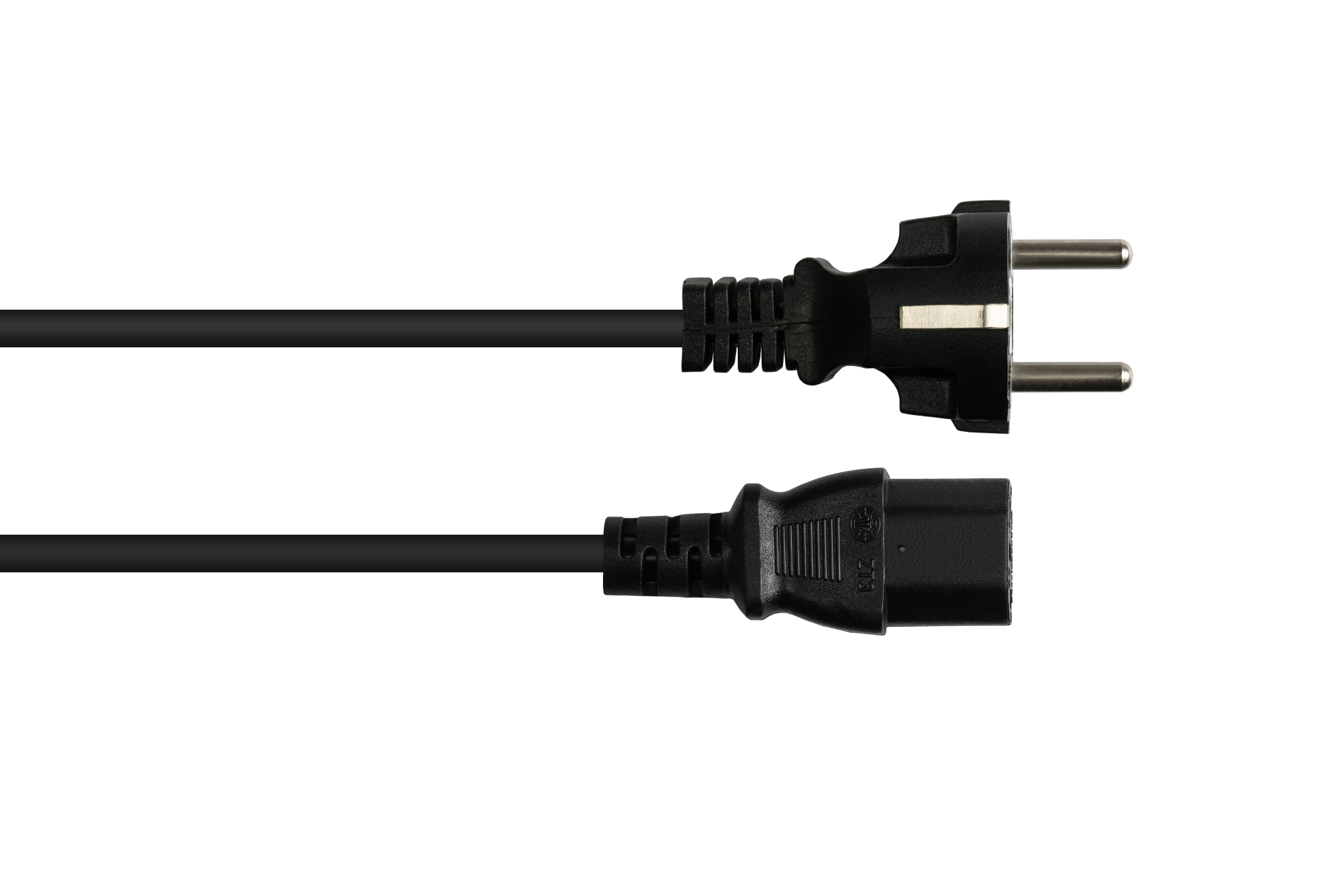 Netzkabel Schutzkontakt-Stecker Typ E+F (CEE 7/7, gerade) an C13 (gerade), schwarz, 0,75 mm², 1,8 m, Good Connections®