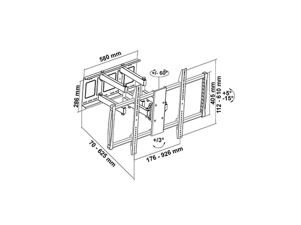 LCD Tischhalter Vollbeweglich für LCD TV für Bildschirme 60“ - 100“ (152 - 254 cm), Belastung bis 80 kg