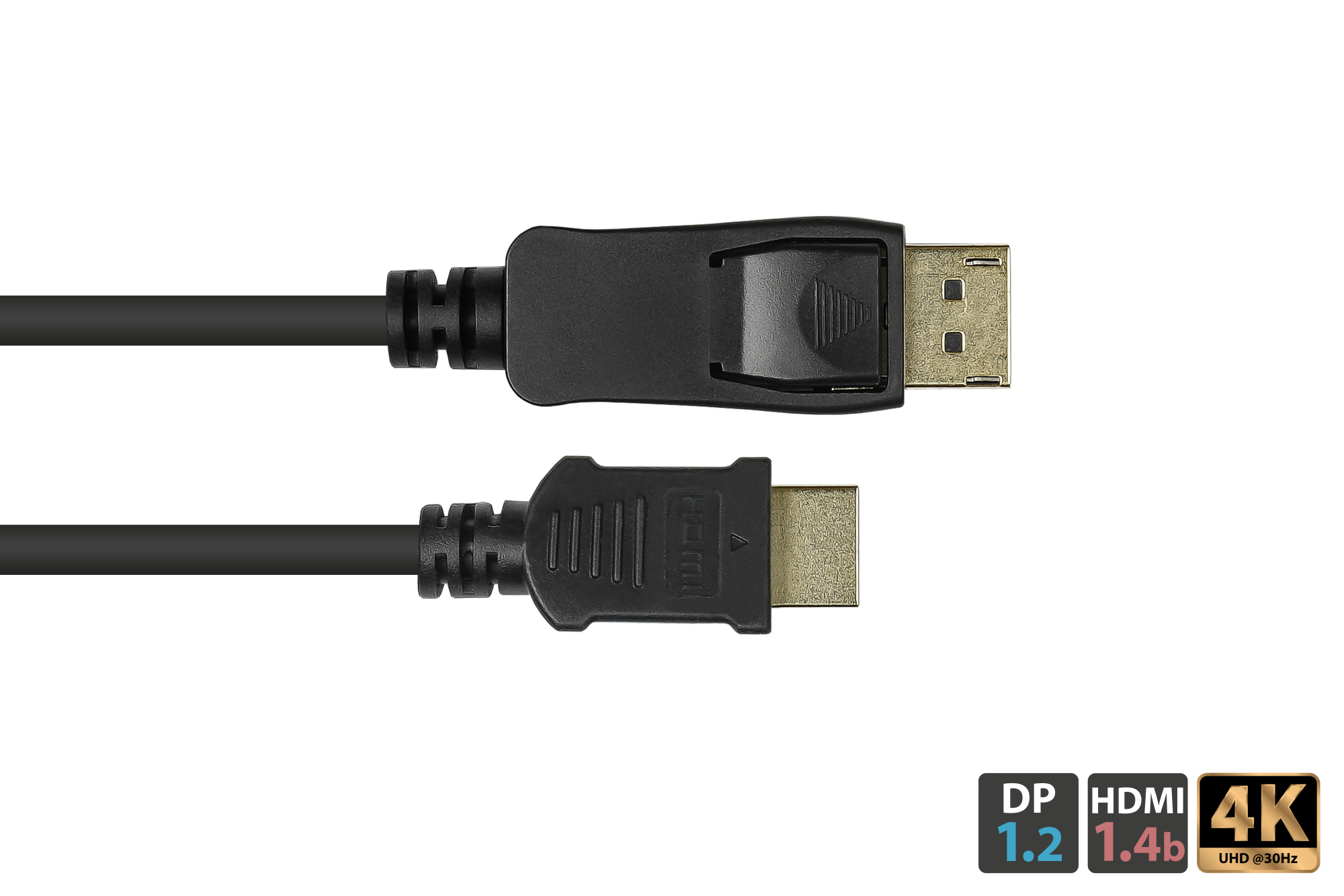 Anschlusskabel DisplayPort 1.2 an HDMI, 24K vergoldete Konta