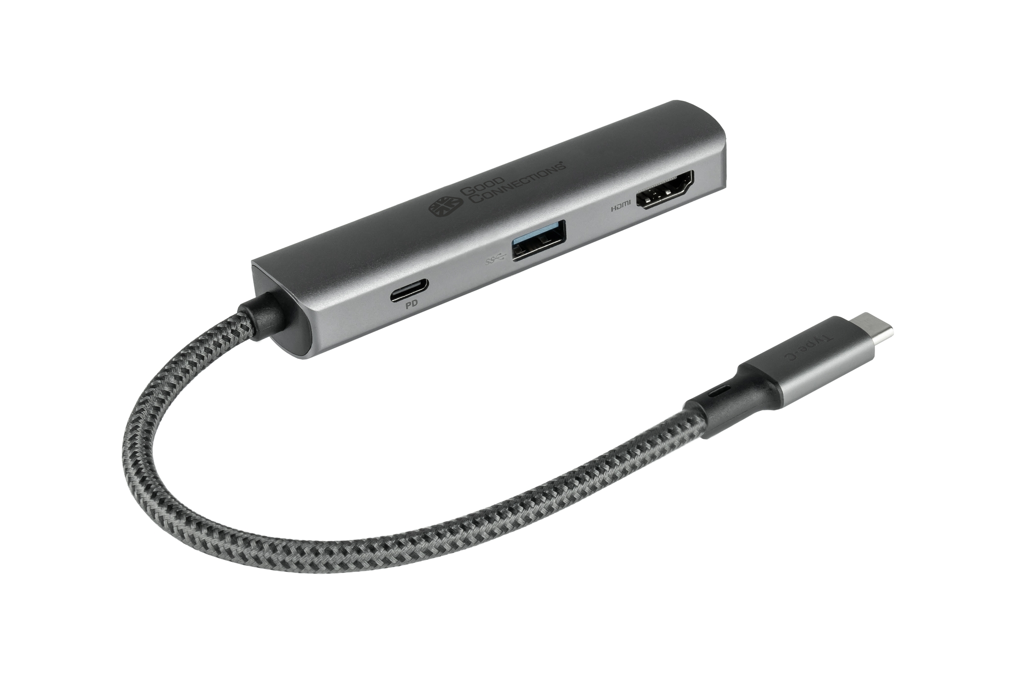 USB-C™-Hub (3-Port), 1x HDMI 2.0, 1x USB-C™ (PD 94W), USB 3.0 A, anthracite, Good Connections®