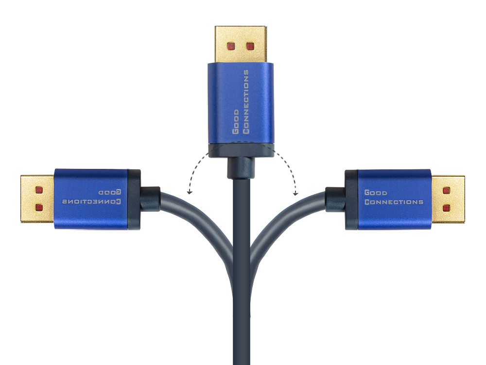 DisplayPort 1.4 to Mini Displayport 1.4 SmartFLEX cable, 8K UHD-2 / 4K UHD, aluminium housing, CU, dark blue, 1m, Good Connections®