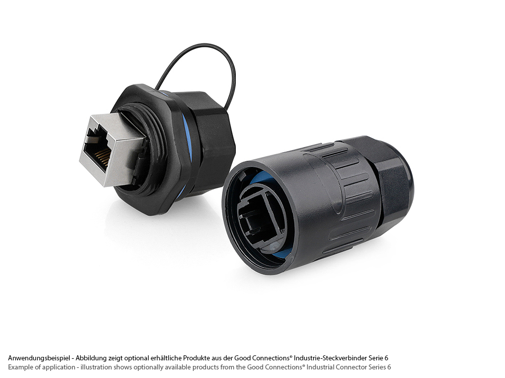 Industrial connector S6 - RJ45 feed-through coupling, RJ45 socket on both sides, bayonet, Good Connections®