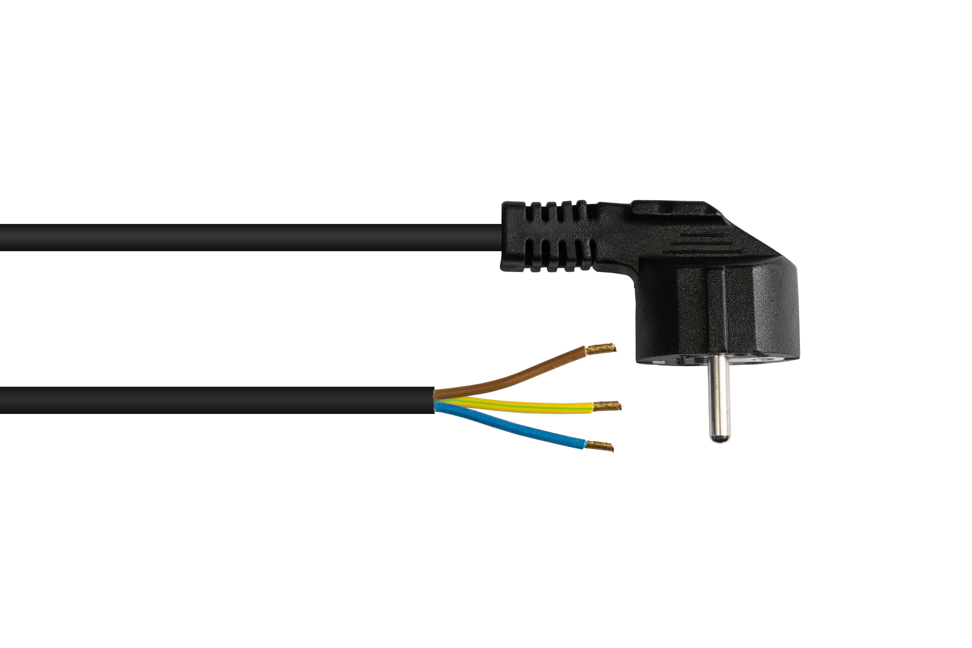 Power cord Safety-plug Typ F (CEE 7/7, angled) to open end, black, 1,00 mm², 5 m, Good Connections®