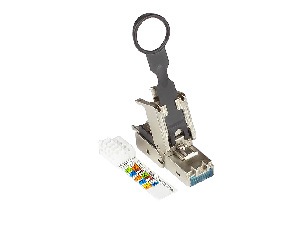 RJ45 plug Cat. 6A, toolless / field attachable, STP shielded, metal, Easy Pull-Out, Good Connections®