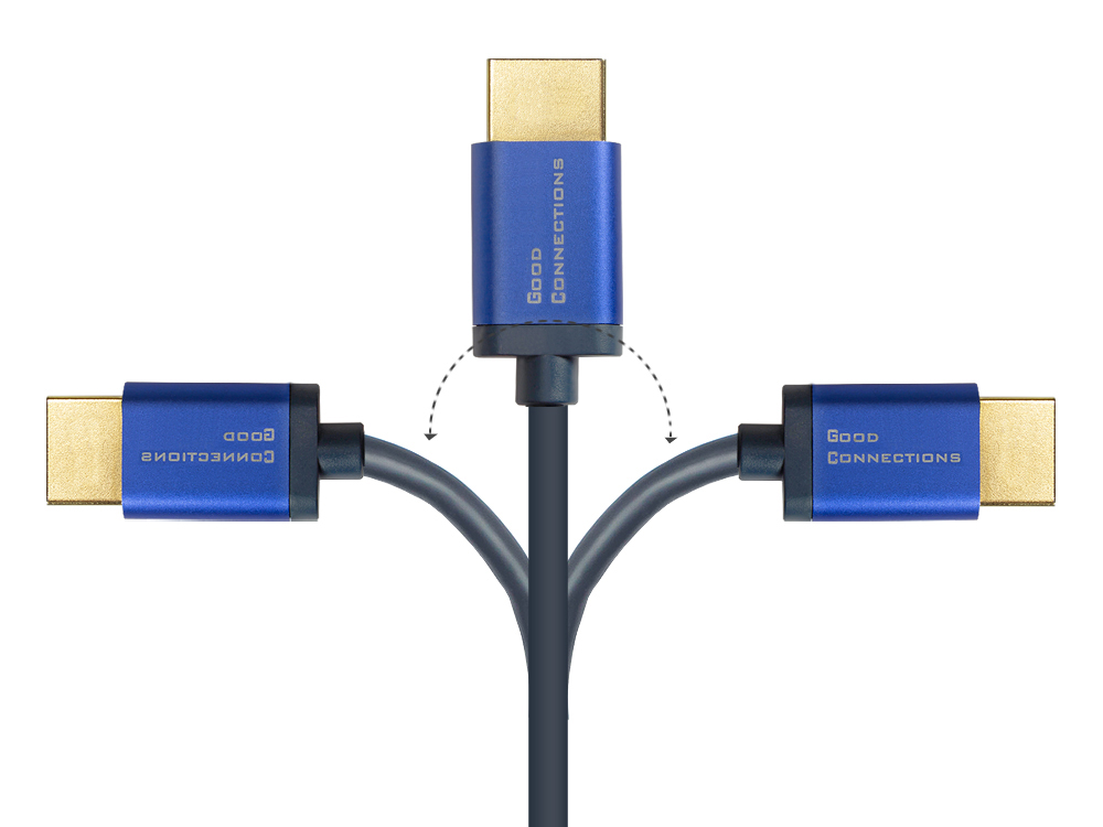 Ultra-High-Speed HDMI® 2.1 SmartFLEX cable, 8K UHD-2 / 4K UHD, aluminum housing, CU, dark blue, 2m, Good Connections®