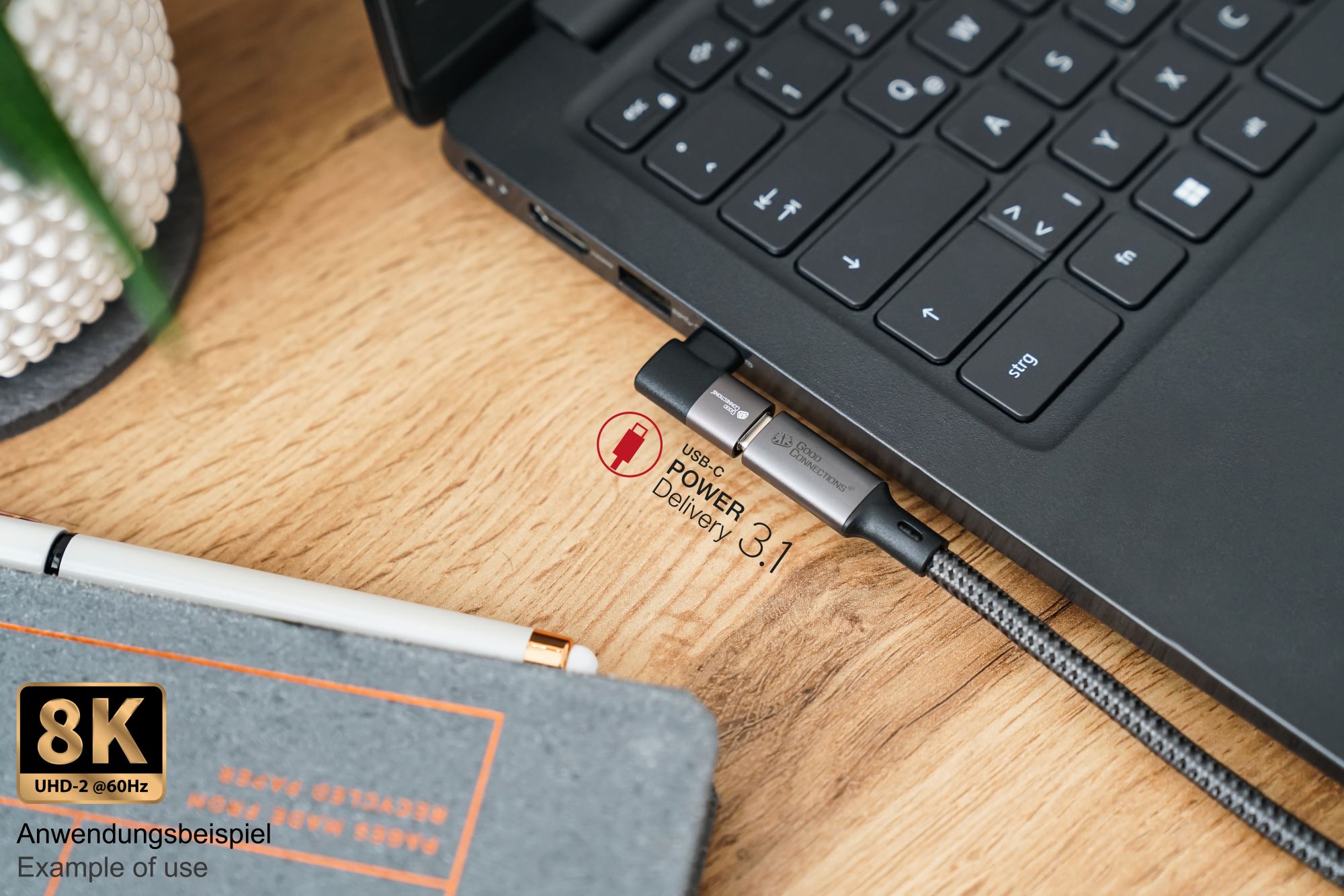 USB 4.0 Gen.3x2 Winkeladapter / Portschoner (40GBit/s, 240W, 8K@60Hz), USB-C™ Stecker an USB-C™ Buchse, links / rechts gew., silber, Good Connections®