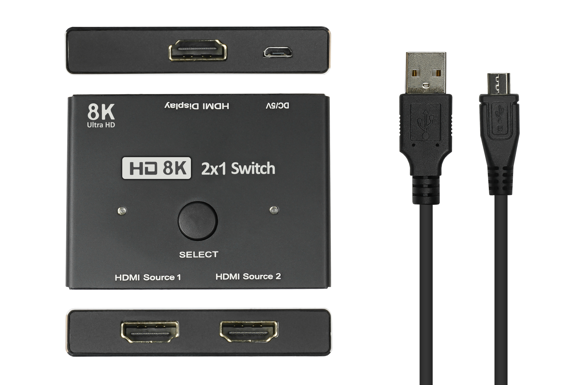HDMI 2.1 Switch 2-way (2x input and 1x output), directional, 8K @30Hz, Good Connections®