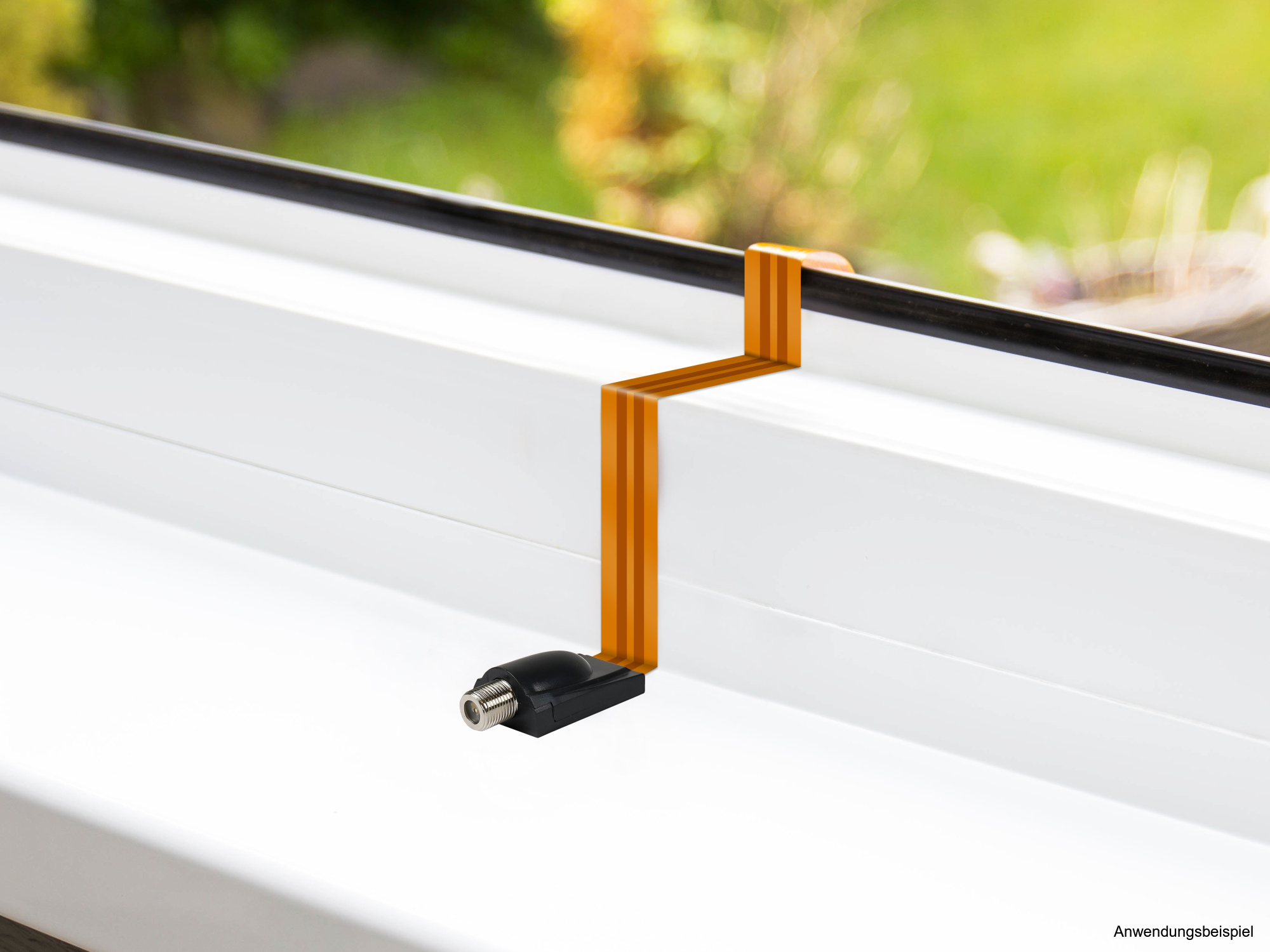 SAT Fensterdurchführung High-Quality, Gesamtlänge inkl. Stecker 53,5cm, flexible Länge 44,5cm, transparent, Good Connections®
