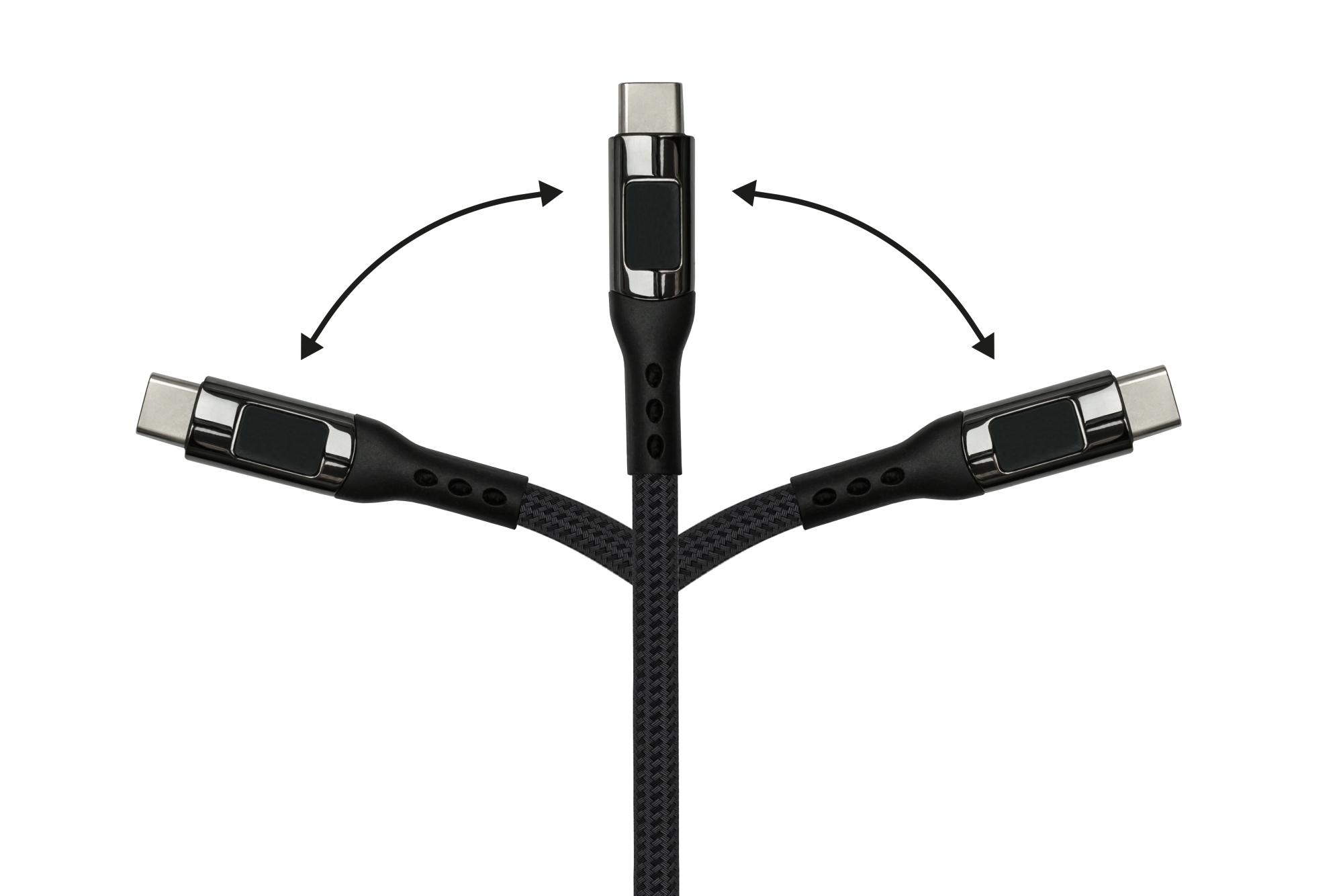 USB 2.0 Lade- und Datenkabel (100W) mit Digitalanzeige, USB-C™ Stecker an USB-C™ Stecker, schwarz, 1m, Good Connections®