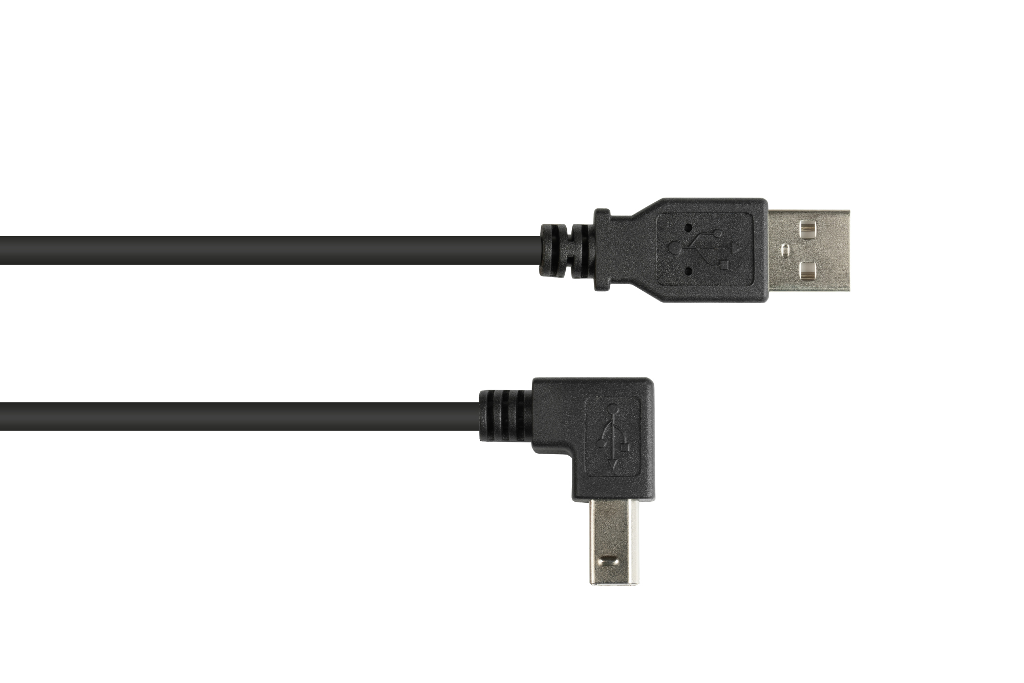 Anschlusskabel USB 2.0 Stecker A an Stecker B nach unten gewinkelt, 3m, Good Connections®