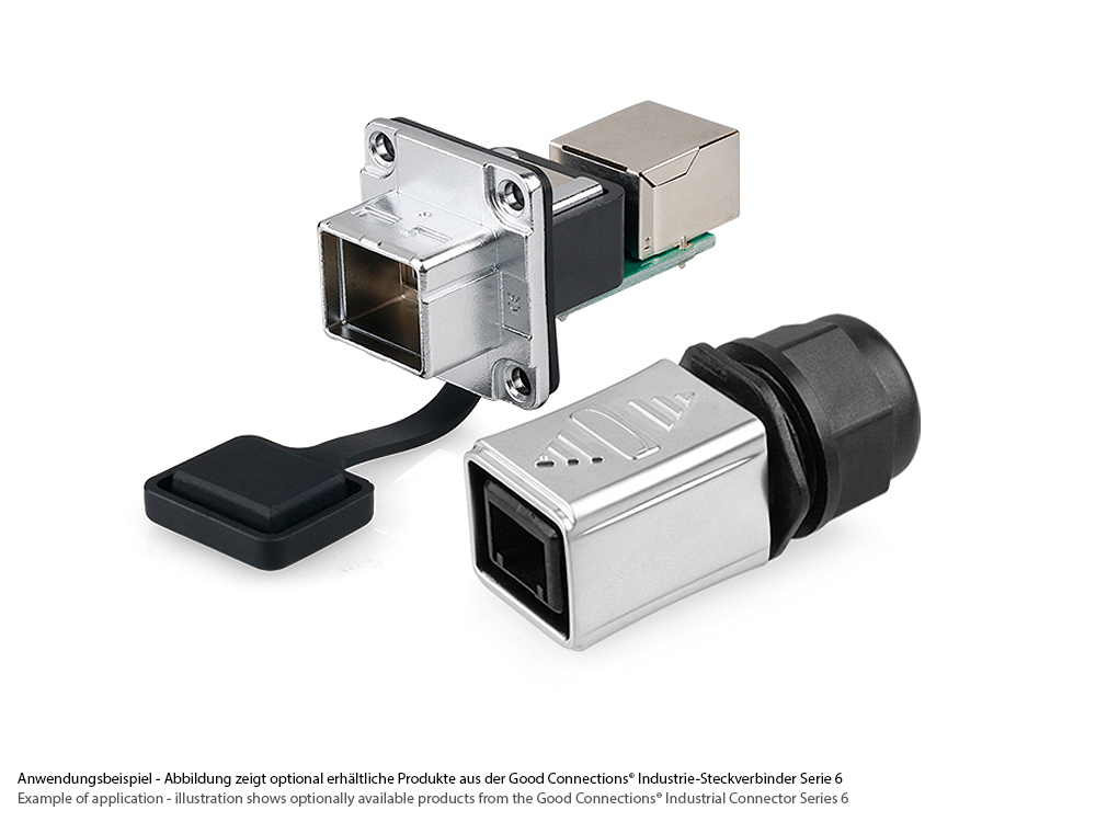 Industrial connector S6 - Unmated plug, cut-out for RJ45 plug, metal, Good Connections®